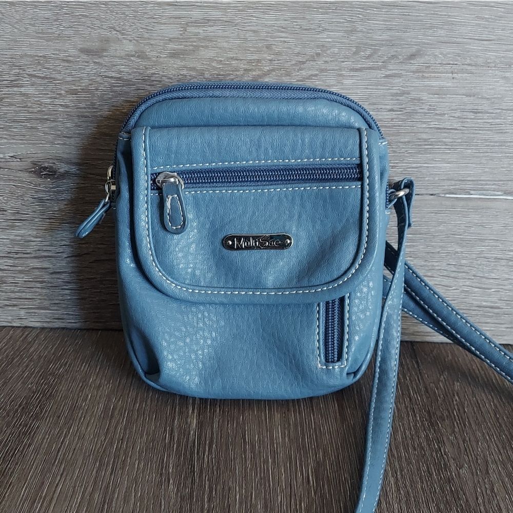 MultiSac Everest Vegan Leather Mini Crossbody Handbag One Size Blue EUC